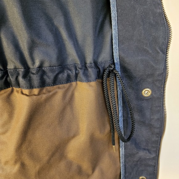 J. Crew color block waxed Utility Jacket in Navy and Tan sz S - Picture 6 of 8